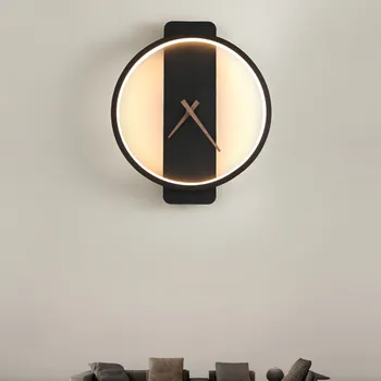 Aur Nordic minimalist perete lampă de Noptieră Dormitor Cameră de zi cu TV fundal ceas de perete de lumină Raionul de Decorațiuni interioare mansarda lampă de perete