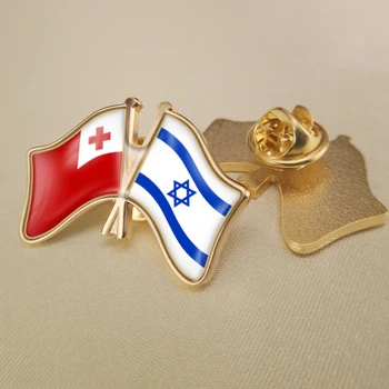 Tonga și Israel a Traversat Dublu Prietenie Steaguri insigne, Brosa Insigne