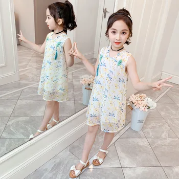 Fete De Vară Rochie Fără Mâneci Stil Chinezesc Copii Dessses Pentru Fete Pentru Copii De Ziua Rochie Fete Hanfu Printesa Rochie De 4-12 Ani