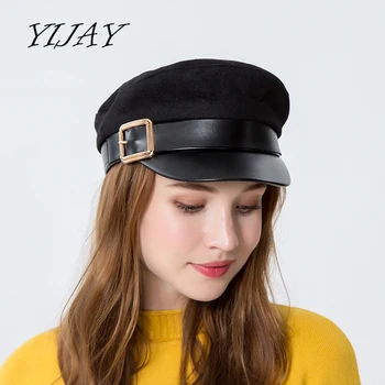 YIJAY Moda Unisex Solid Cozoroc Pălărie Militare de Toamnă Și de Iarnă Lână Epocă Mozaic Bereta pe Cap Pentru Femei Anglia Stil FlatCap