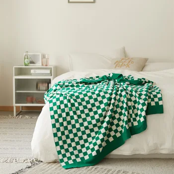 Nordic Stil Tablă De Șah Tricotate Pătură Pătură Canapea Dormitor Pătură De Călătorie Masina Pătură Birou Șal Produse Textile Acasă