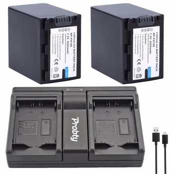 PROBTY 2 buc 4500mAh NP-FH100 NP-FH100 Baterie LI-ION + Dual USB încărcător Pentru Sony XR100E 200E 500E 520E UX5E 7E SR10E 11E 12E