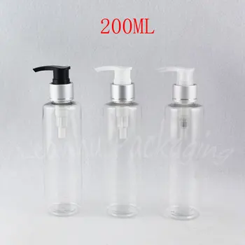 200ML Transparent Umăr Plat Sticla de Plastic , 200CC Gol Container Cosmetice , Șampon / Gel de Duș Sub-îmbuteliere