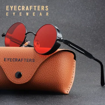 Femei Gotic Steampunk ochelari de Soare Rotund de Brand Designer de Bărbați Retro Transparent Vedea prin ochelari de Soare Oculos de sol UV400 Vintage