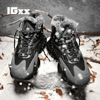 IGxx Zăpadă iarna Cizme punk păstreze aerul cald Pantofii Înapoi La summmer mare sus Pantofi cizme de Zapada pentru barbati Plus lână cizme de zăpadă