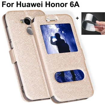 De lux Fața Ferestrei din Piele Filp Caz Pentru Huawei Honor 6A DLI-TL20 5.0 inch telefon capacul din spate de cazuri Honor6A DLI-AL10 bara coque