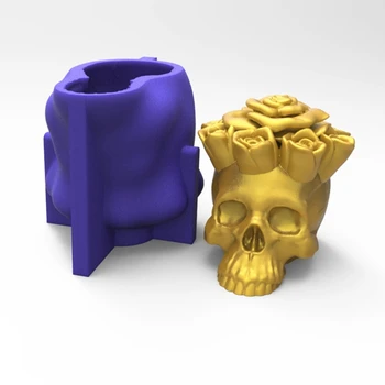 3D Rose Skull Lumânare Rășină Epoxidică Mulaj Sapun Silicon Mucegai Meserii DIY Acasă Ornamente de Turnare Instrument