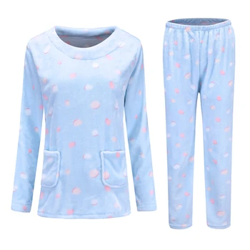 H5980 Femei Pijama Set Gros De Iarna Flanel Maneca Lunga, Pijamale Femei Coral Fleece Suit Acasă Îmbrăcăminte Coreeană Dulce Îmbrăcăminte De Noapte