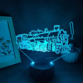 Tren cu aburi, Locomotiva 3D Lava Lampi LED RGB Neon Touch Noaptea Lumini Colorate Rece Cadou Dormitor Noptieră Desktop Decor