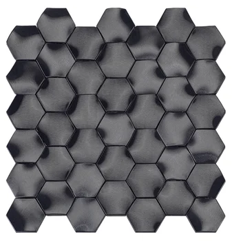 3D hexagonale black metal, placi de mozaic pentru bucatarie backsplash perete DIY sticke