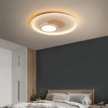 Lemn Tavan Lampa Iluminat Interior Simpl Dimmer Decorațiuni interioare Moderne pentru Living Dining Dormitor cu Led-uri de Lumină și de Control