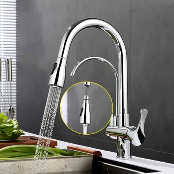 Moda Crom alamă robinet de bucătărie Trage în jos robinet apa Purificata Direct potabilă de robinet cu 3 Funcții