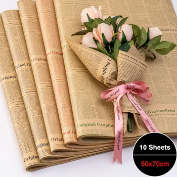 10 Foi de Ziar englezesc Kraft Hârtie de Ambalaj pentru Buchet de Flori Cadou DIY Flori lucrate Manual Cadouri de Material de Ambalare