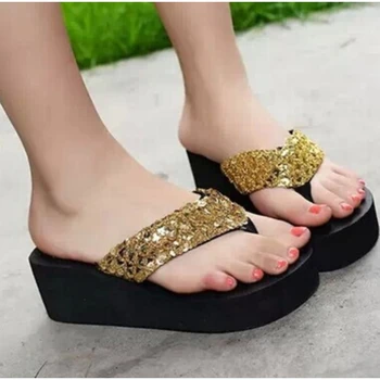 New Sosire Femei De Moda Platforma De La Mijlocul Toc Flip Flops, Sandale De Plajă Bowknot Papuci Pantofi Moale Confortabil Pantofi De Vara Pentru Femei