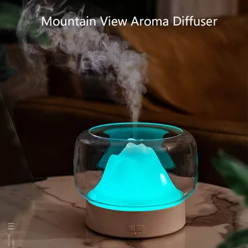Vedere la munte Aroma de Ulei Esential Difuzor Aromaterapie cu Ultrasunete Umidificator de Aer cu LED-uri Colorate de Lumină pentru Camera de Dormitor Acasă