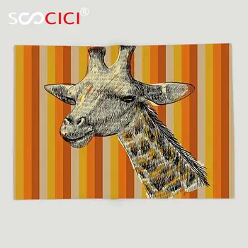 Personalizat Moale din Fleece Pătură Girafa Stil Schiță de Portret de o Girafa Hipster Africane Animale Zoo Safari faunei Sălbatice Tematice