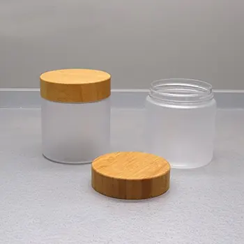 250g 250ml mată clar PET de plastic container cosmetice crema borcan cu bambus lemn capace de 8 oz crema de fata cosmetice container