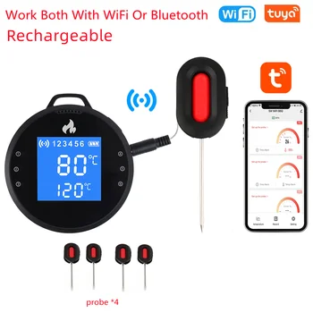 Grătar Reîncărcabilă Smart Wi-Fi&Bluetooth 4/6 Sonde Termometru Alimentar Wireless Barbecue Fumător Termometru Temp Graficul De Alarmă