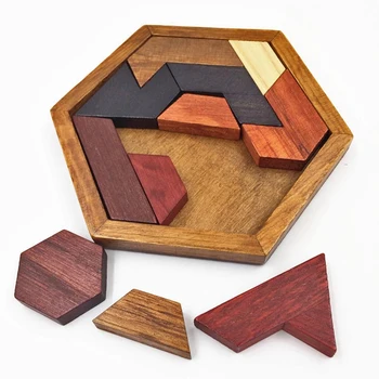 Creative Hexagonal Din Lemn Jigsaw Puzzle-Uri Bord Montessori Jucărie Geometrice Joc De Copii De Învățământ De Informații Puzzle Jucărie