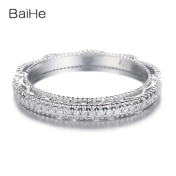BAIHE Solid 14K Aur Alb SEC/SI Diamante Naturale Meci inel pentru femei, bărbați la Modă de Nunta Logodna Bijuterii Fine anillos gredzens