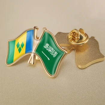 Saint Vincent și Grenadine și Arabia Saudită Trecut Dublu Prietenie Steaguri insigne, Brosa Insigne