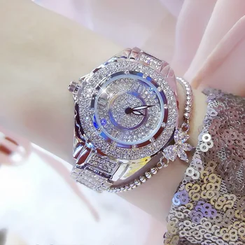 Cristal Ceas Pentru Femei BS Marcă de Lux Diamant Bling a Crescut de Aur de Argint Cadran 32mm Impermeabil Cuarț cu Gheață Femei Bijuterii Cadou