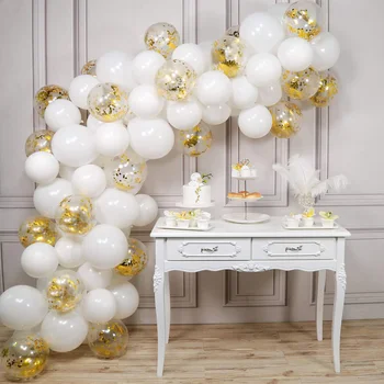 103PCS/Multe Baloane Albe Ghirlanda Arc Kit de Aur Confetti Baloane Copil de Dus Fata de Copii Adulți Petrecere Decoratiuni de Nunta