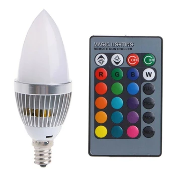 3W Inteligent E12 RGB cu LED-uri Colorate Schimbare de Culoare Bec cu 24 de Lumânare de Control de la Distanță Buton Lăptos Abajur