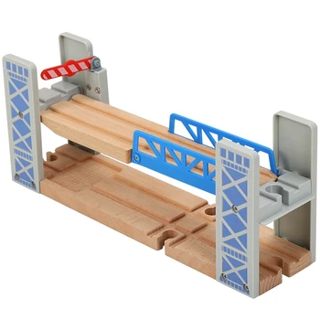 De lemn, Șine de cale Ferată Jucarii de Lemn Set Dublu Deck Punte de Lemn Accesorii Pasaj Model de Copil Jucării pentru Copii Cadouri
