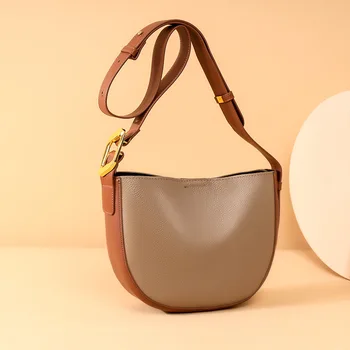 Geanta din piele sac găleată femei 2022 noua moda trendy singur umăr geanta messenger primul strat de piele de vacă sac pungă geantă de mână