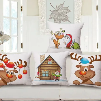 Decorative Lenjerie de pat din Bumbac Pernă Acoperă 45X45Cm Capa de Dlmofada Canapea lenjerie de Pat Pernă Caz Crăciun Fericit Vacanță ELAN