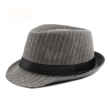 XEONGKVI de Moda Britanic Dungă Bărbați de vârstă Mijlocie Fedoras Capac Toamnă Iarnă Brand Bumbac Jazz Pălării Pentru Om în Vârstă