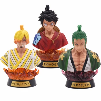 One Piece Anime Figura Luffy Zoro Sanji Led Cap Bustul-Portret GK Acțiune Figurina Desktop Ornamente Statuie de Colectie Model de Jucărie