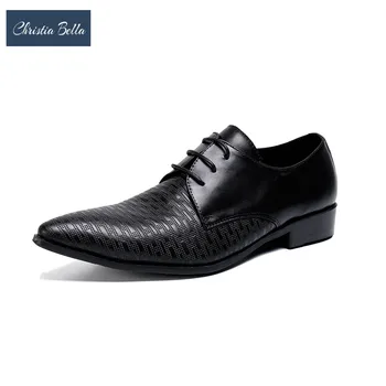 Christia Bella Manual Clasic Mens de Afaceri Formale Pantofi Subliniat Toe Dantela-up Bărbați Rochie Pantofi Negri Petrecere Pantofi Oxford