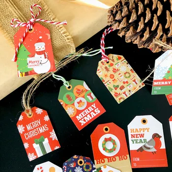 50set Hârtie Kraft de Crăciun de Ambalare Etichete pentru Cutie de Bijuterii Mica Pungi Petrecere de Nunta Bomboane DIY Cadou Hang Tag-uri Carduri de Anul Nou