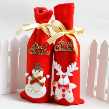 Noi Consumabile Crăciun Sticlă De Vin Roșu Moș Crăciun, Om De Zăpadă De Crăciun Cerb Pentru Familie Decor De Masă