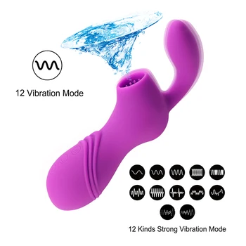 12 Viteza de Silicon Clit Sucker Lins Limba jucărie sexuală de Adult Pizde stimulator Vibrator pentru Femei Suge vibratorul