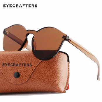Ochi de pisica Nuante de Designer de Brand Transparent Vedea prin Lentile de ochelari de Soare Ochelari de Bomboane de Culoare UV400 Moda Rotund Femei Sunglasse