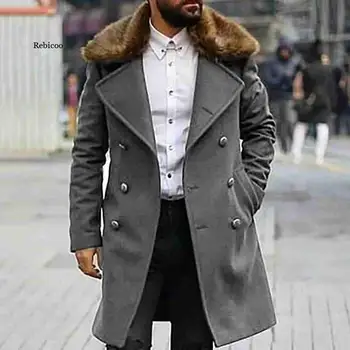 Retro Mens Dublu Breasted Lână Haine De Toamna Rever Guler Jachetă De Iarnă 2022 Modei Masculine Palton Lung Îmbrăcăminte Exterioară