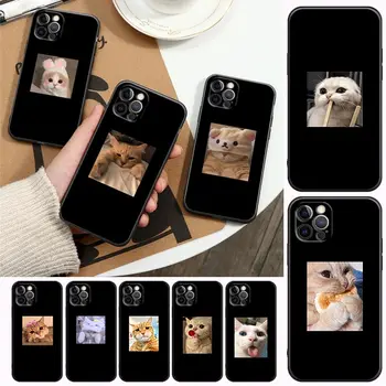 Amuzant Pisica Drăguț Kitty Telefon Caz Pentru Apple iPhone14 13 12 11 Pro Max Mini 8 7 SE XR XS Plus Capac Negru Fundas Coques Shell Capa