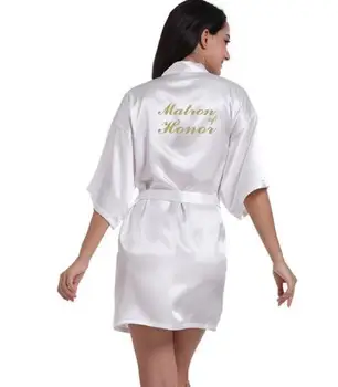 RB70 2017 Sexy Petrecerea de nunta Halat Scrisoare de domnisoara de Onoare pe Halatul Femei Scurte de Mireasa din Satin Kimono Sleepwear Gata Robe