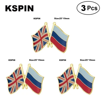 Marea Britanie și Rusia Prietenie Flag Pin Rever insigna Steag Brosa Ace Insigne 3Pcs o Mulțime