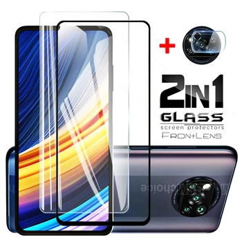 2in1 Glass Pentru Xiaomi Poco X3 Pro Sticlă Pentru Poco X3 Pro Full Screen Protector Pocophone X3 Pro F3 m3 x3Pro f M x 3 NFC Obiectiv Glas