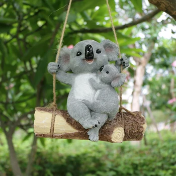 În Aer Liber Drăguț Rășină Koala Statuie Agățat Koala Garden Figurina Curte Agatat Ornament Decor Animal Statuie