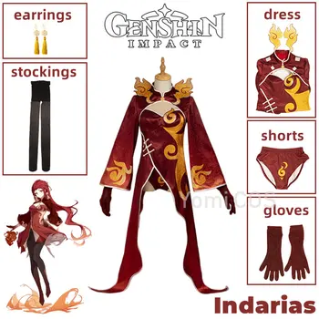Genshin Impact Yaksha Pyro Indarias Cosplay Costum Carnaval Uniformă Costume De Halloween Pentru Femei Joc Indarias Tinute Personalizate