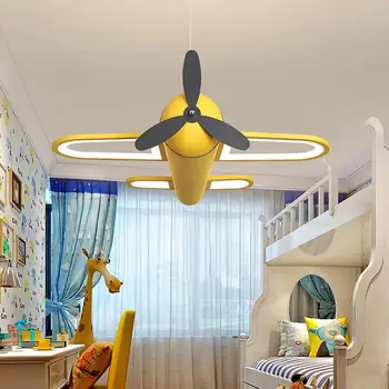 Led-uri moderne, candelabre lumina avion albastru galben lumini pentru copii, camera copii copil băieții de iluminat acasă candelabru lampă
