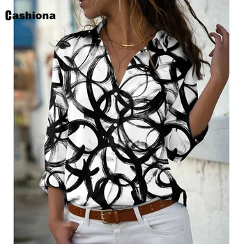 Cashiona Plus Dimensiunea Femei cu mâneci Lungi Tricou de Moda Dungi Bluza Lepal Guler de Bază Topuri 2022 Primăvară, Tricouri Casual de Îmbrăcăminte