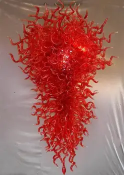 Mai Nou Design De Culoare Roșie În Mână Cu Sufletul La Gură Candelabru De Sticlă Contemporană Tip De Artă Decorative Corpuri De Iluminat