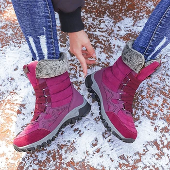 Femei Cizme de Zăpadă Sintetic, Confortabil, Cald Moda Glezna Dantelă-Up Casual Pantofi pentru femei de Iarnă Fierbinte de Vânzare Scurt de Pluș Design 2021 Vânzare