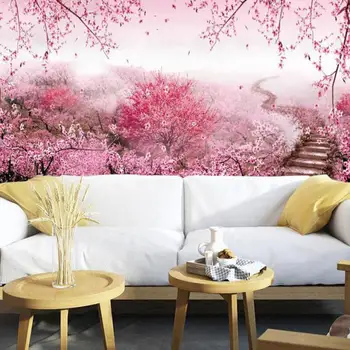 Dimensiune particularizată fantezie pink cherry blossom fotografie, pictură în ulei mare 3D tapet mural camera de zi dormitor petrecere de nunta de fundal